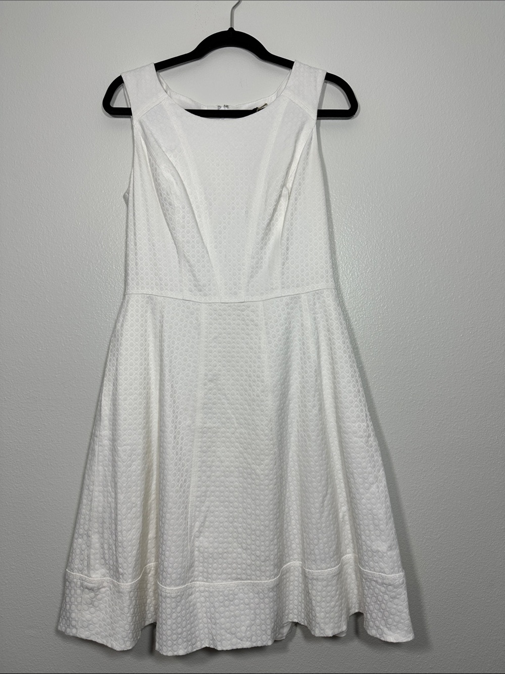 White House Black Market White Textured Fit-and-Flare Dress